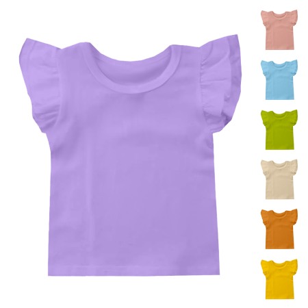 Однотонна дитяча футболка з рюшами на рукавах 190гр. СДВУ Premium cotton
